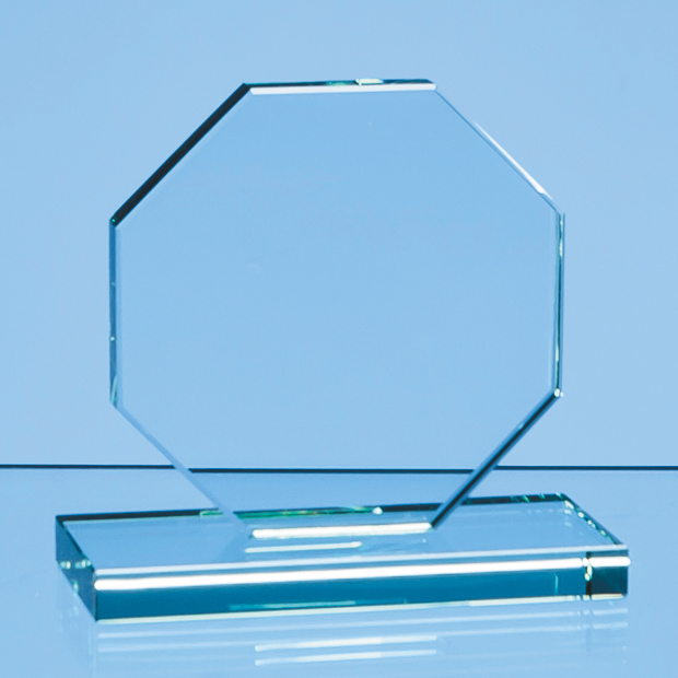 10cm x 12mm Jade Glass Octagon Award