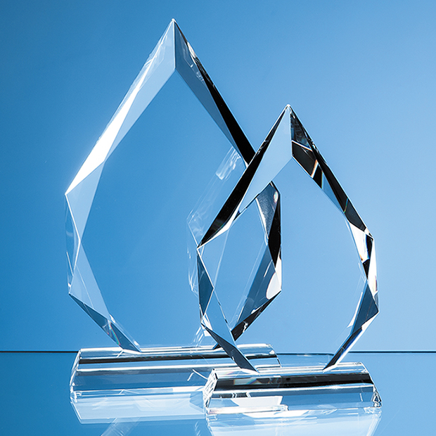 15cm x 20mm Clear Glass Facetted Diamond Peak Award