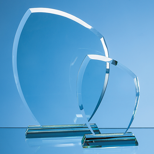 15cm x 12mm Jade Glass Autumn Leaf Award