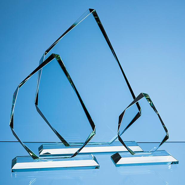 11.5cm x 15mm Jade Glass Facetted Ice Peak Award