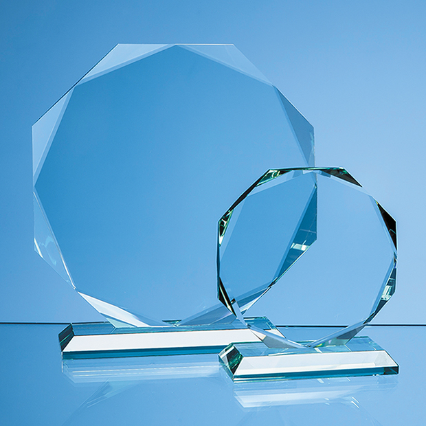 19cm x 15mm Jade Glass Facetted Octagon Award