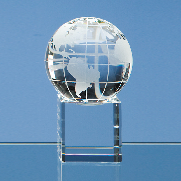 6cm Optical Crystal Globe on Clear Base