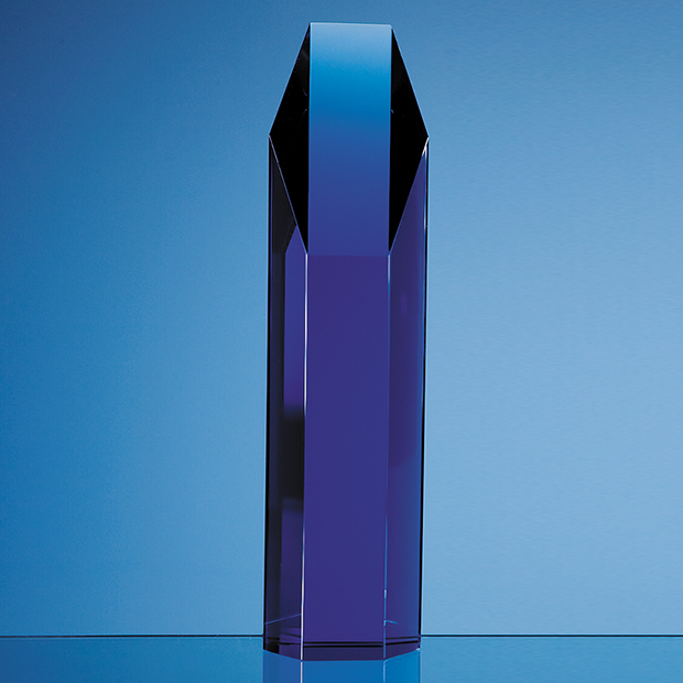 25.5cm Sapphire Blue Optic Hexagon Award