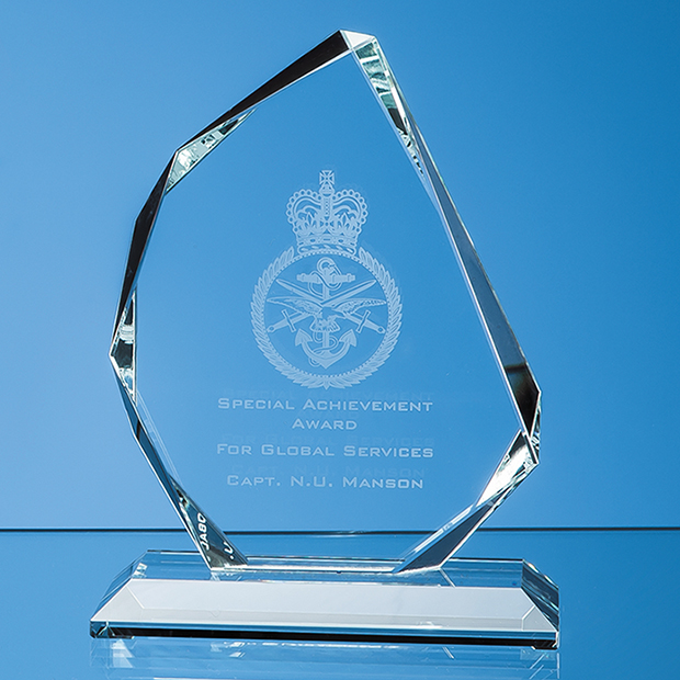 15cm x 15mm Clear Glass Facetted Ice Peak Award