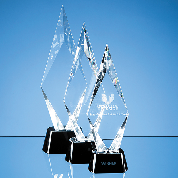 33.5cm Optical Crystal Facet Mounted Peak Award