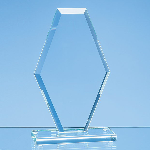20cm x 12cm x 1cm Jade Glass Facet Clipped Diamond Award