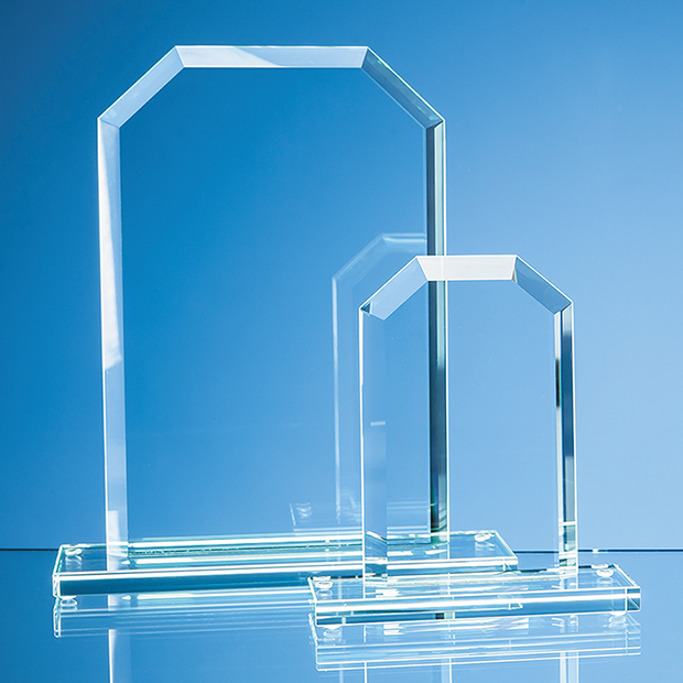 15cm x 9.5cm x 12mm Jade Glass Facet Honour Award