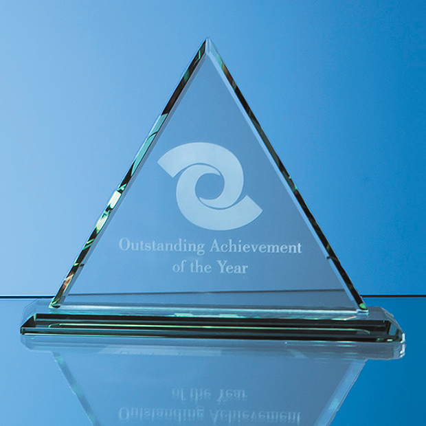 19cm x 12mm Jade Glass Pyramid Award