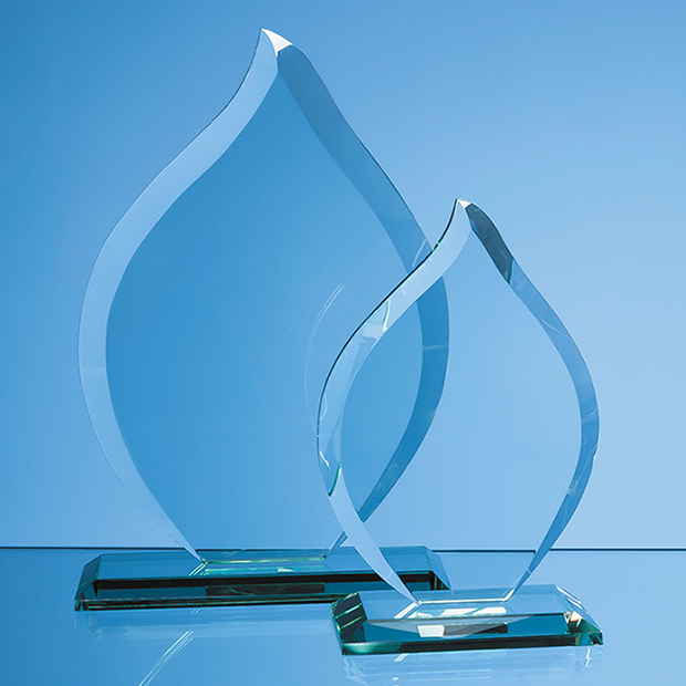 16cm x 12mm Jade Glass Flame Award